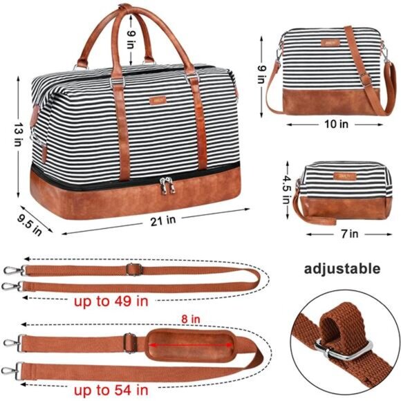 Weekender Bags for Women, 21" Weekender Travel Bag, Travel Duffle Bag Carry on - Picture 6 of 14